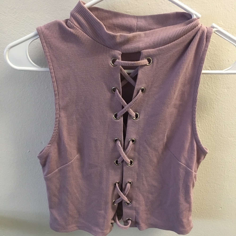 Purple Crop Top Criss Cross